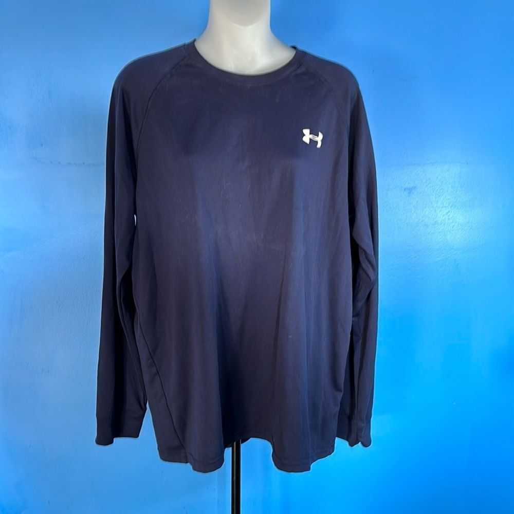 Under Armour HeatGear Long Sleeve Performance Top Blue Loose Fit Men’s M